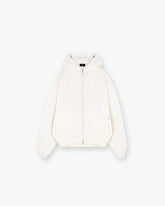 Waffle Zip Through Hoodie - Flat White