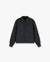 Cropped Dress Shirt - Black Pinstripe