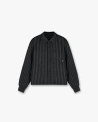 Cropped Dress Shirt - Black Pinstripe