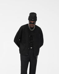 Textured Knit Cardigan - Jet Black