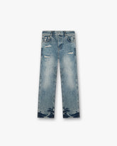 R3 Distressed Baggy Denim - Blue Cream