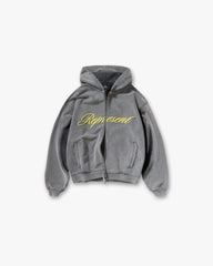 Script Logo Zip Hoodie - Vintage Grey