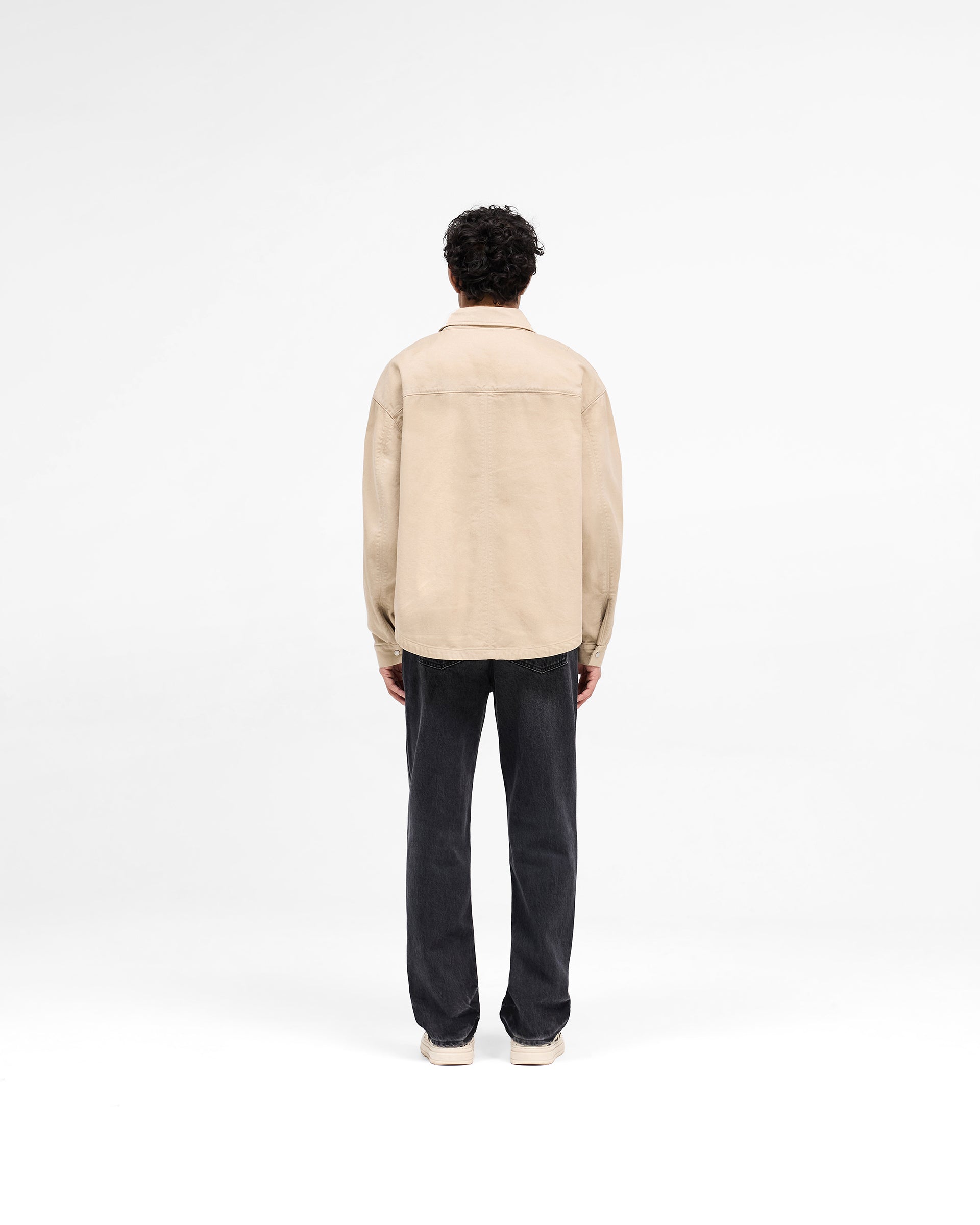 Cotton Zip Through Shirt - Beige