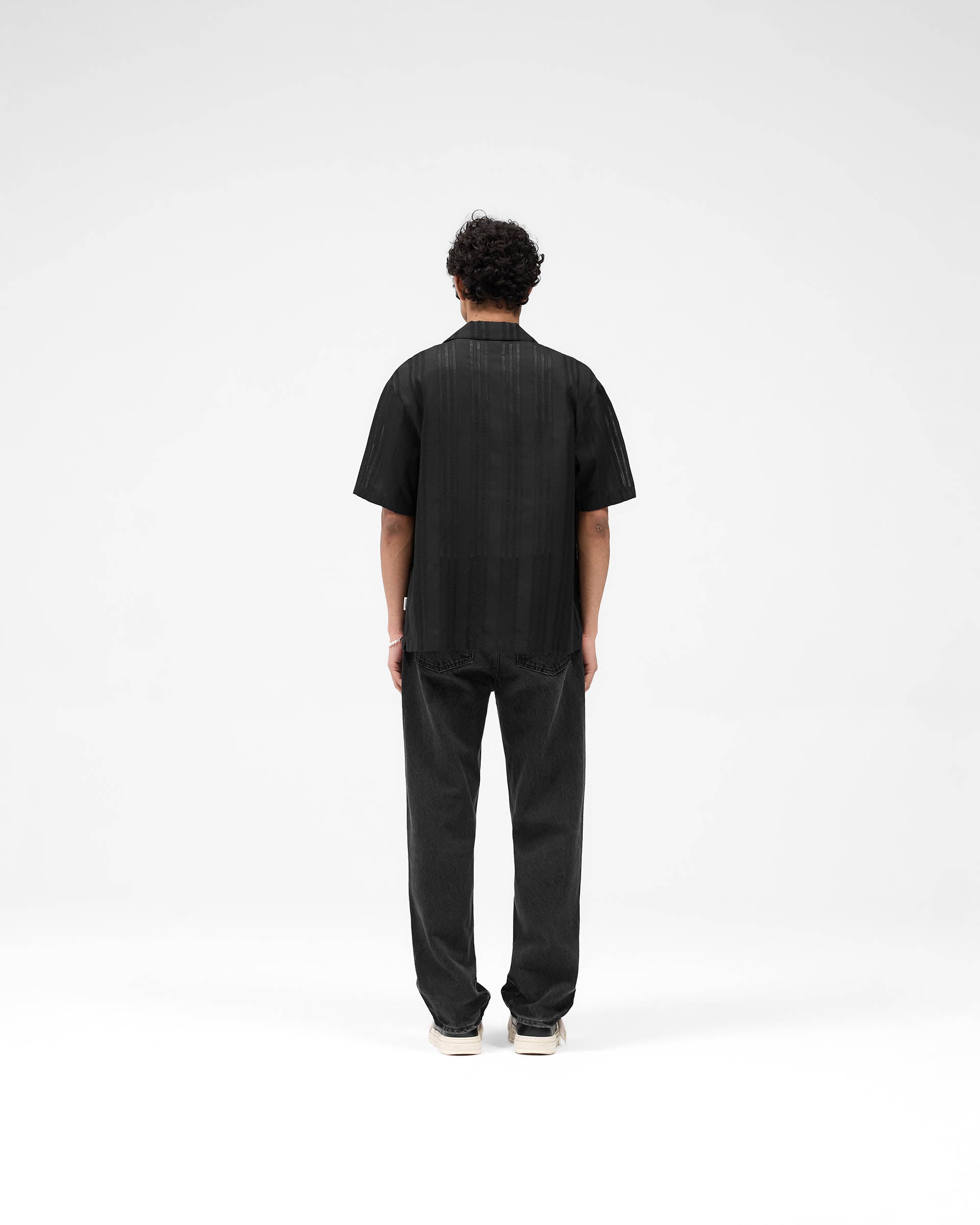 Embroidered Bowling Shirt - Jet Black