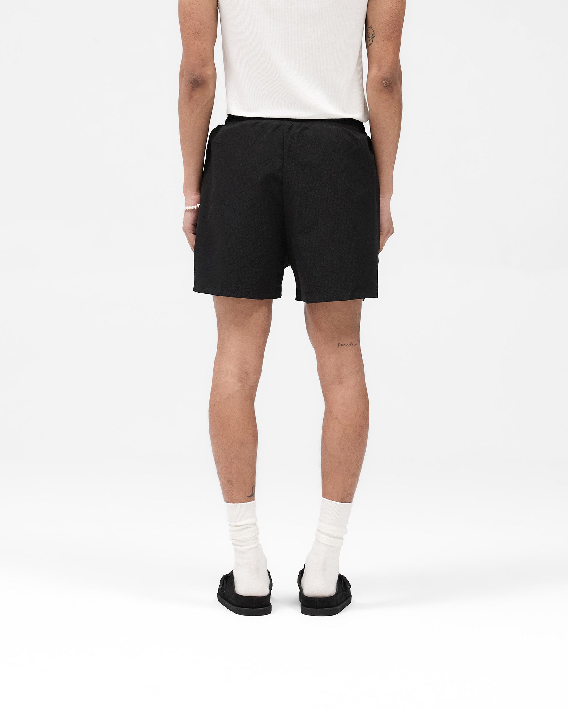 Seersucker Smart Swim Short - Black