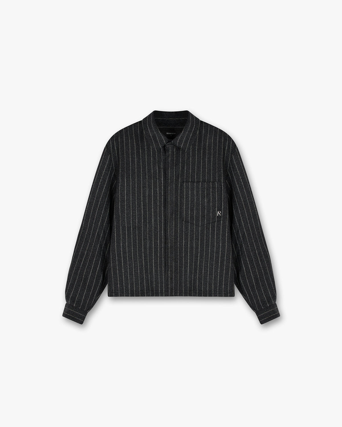 Cropped Dress Shirt - Black Pinstripe