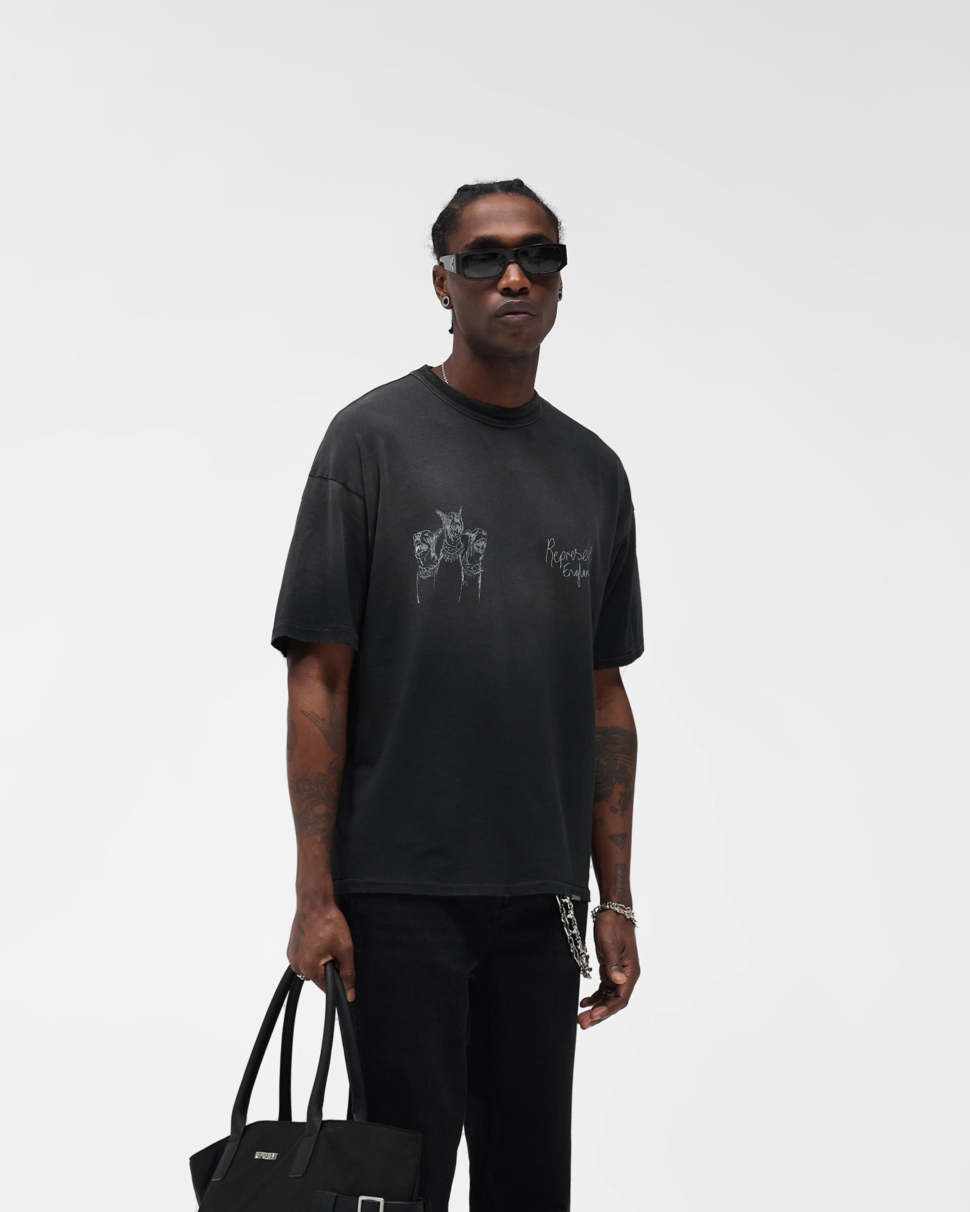 Hand Drawn Thoroughbred T-Shirt - Aged Black