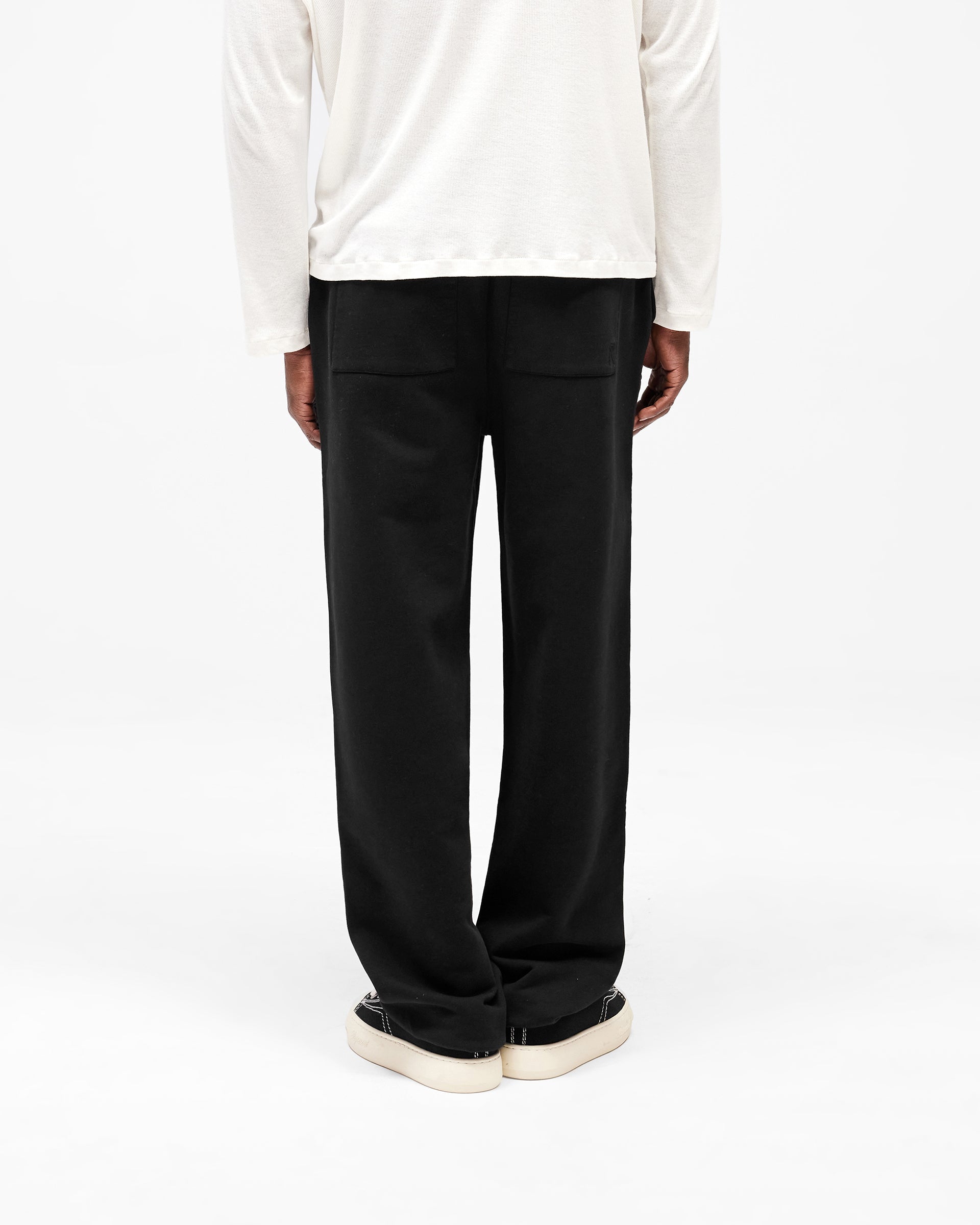 Initial Wide Leg Cuffed Sweatpant - Jet Black
