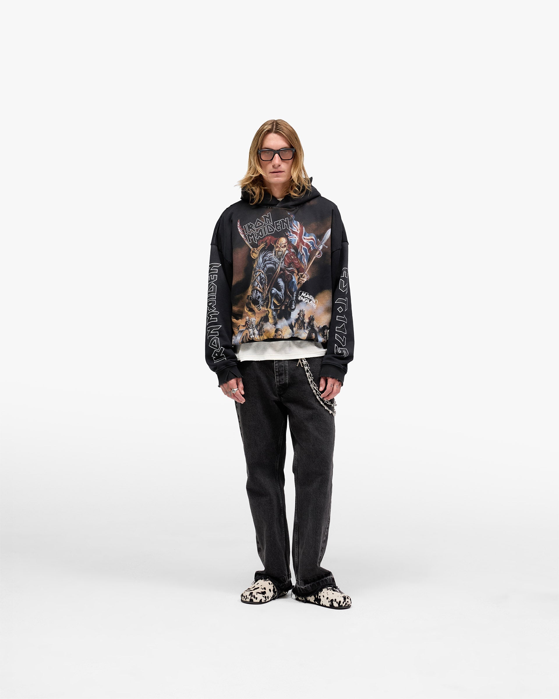 Represent X Iron Maiden Steed Hoodie - Stained Black