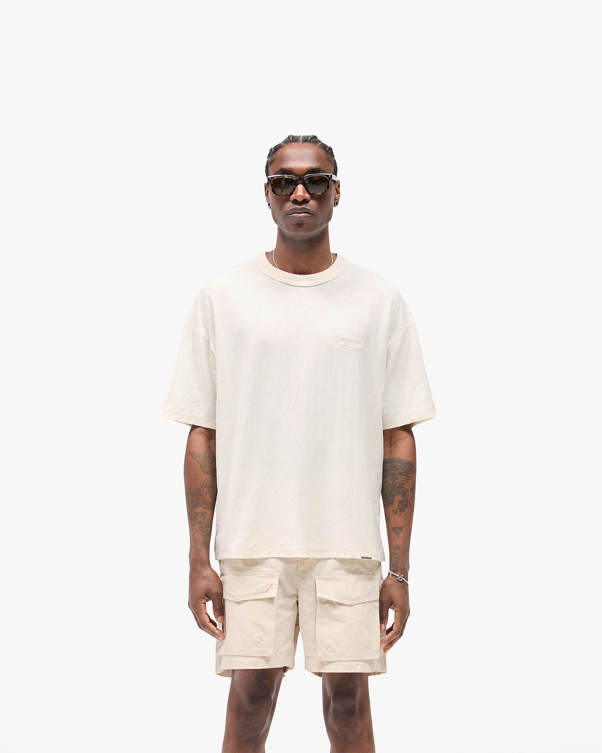 Slub Script T-Shirt - Aged White