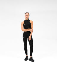 247 Zip Front Performance Crop - Black