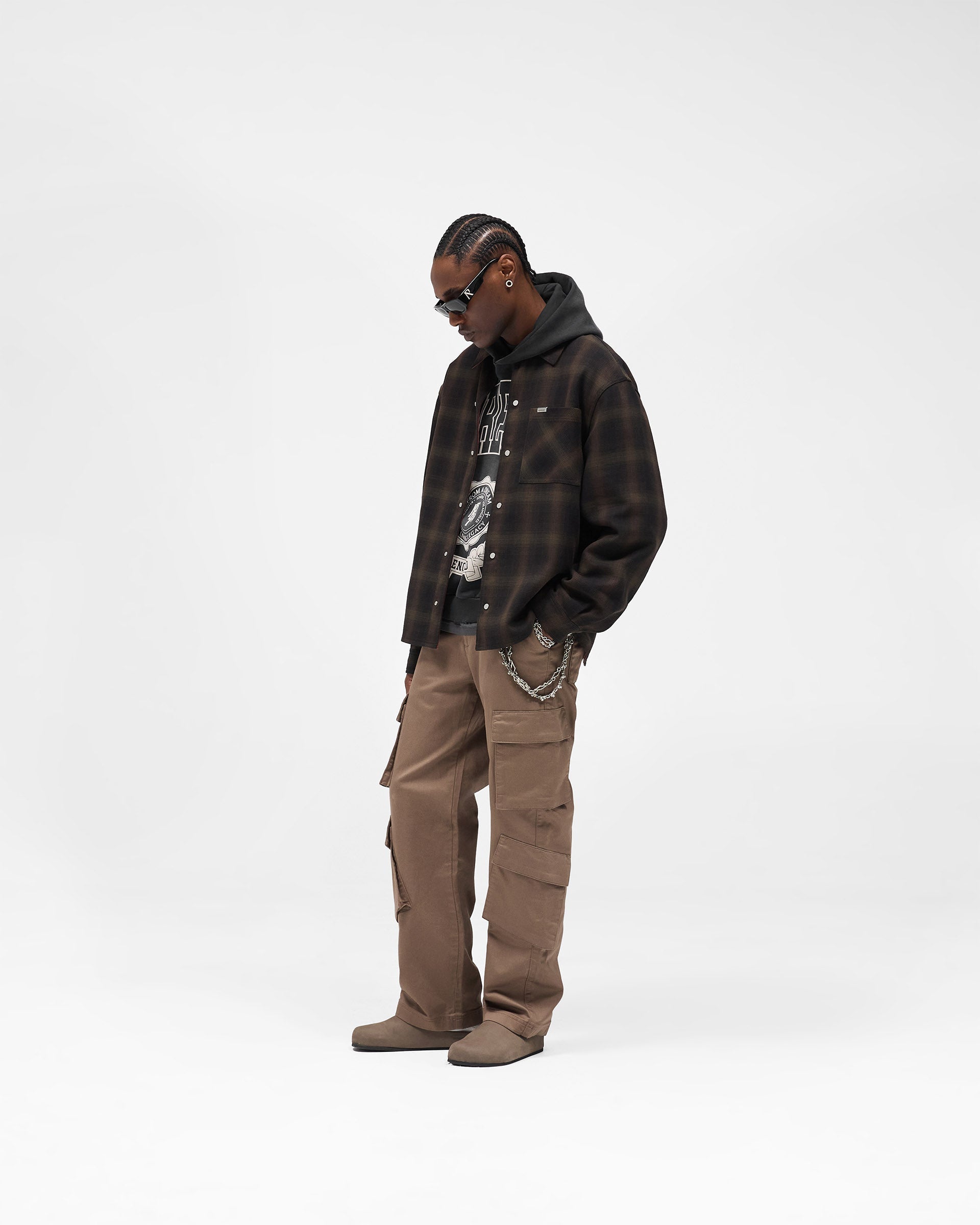 Bonded Reversible Check Shirt - Nero