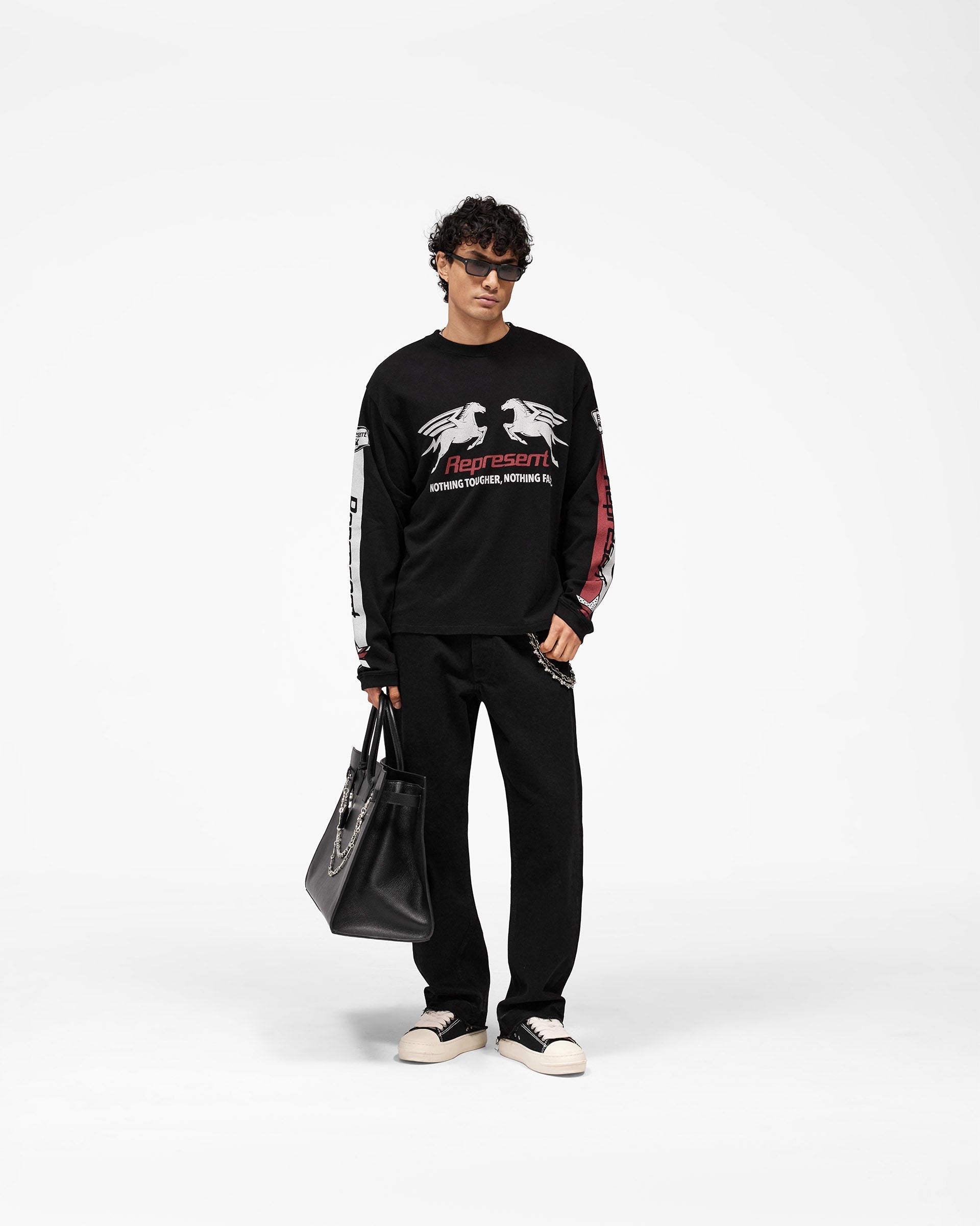 Mesh Pegasus Long Sleeve T-Shirt - Jet Black