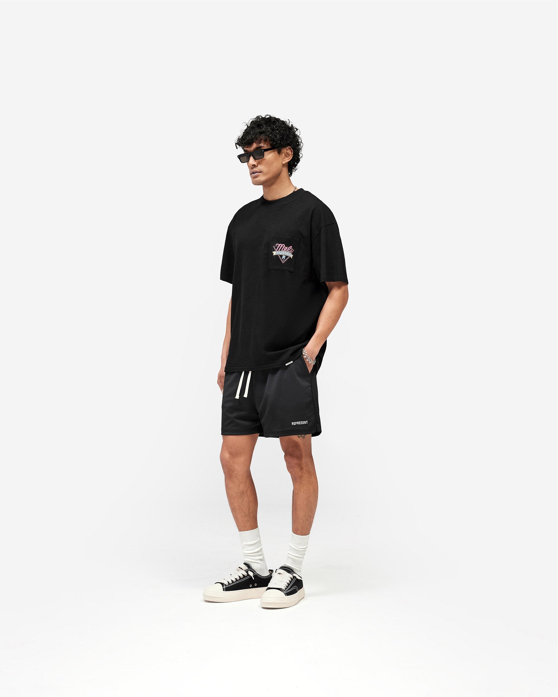 Washed Mesh Shorts - Black