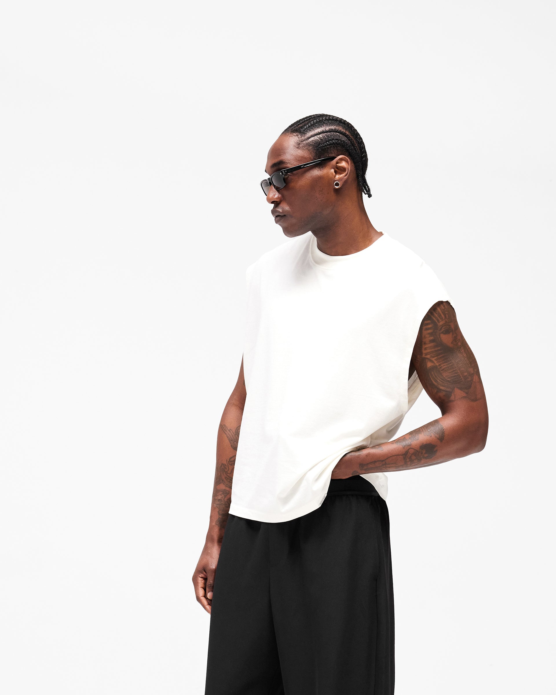 Initial Boxy Tank - Flat White