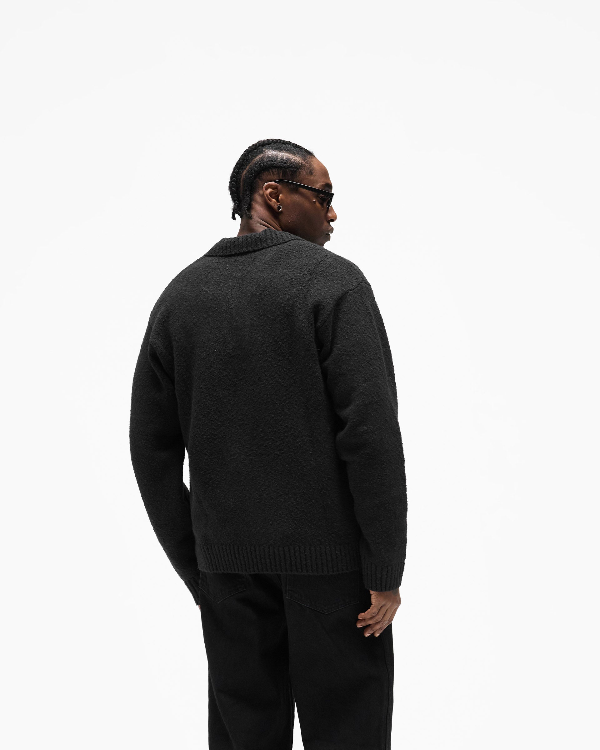 Knitted Boucle Polo - Jet Black