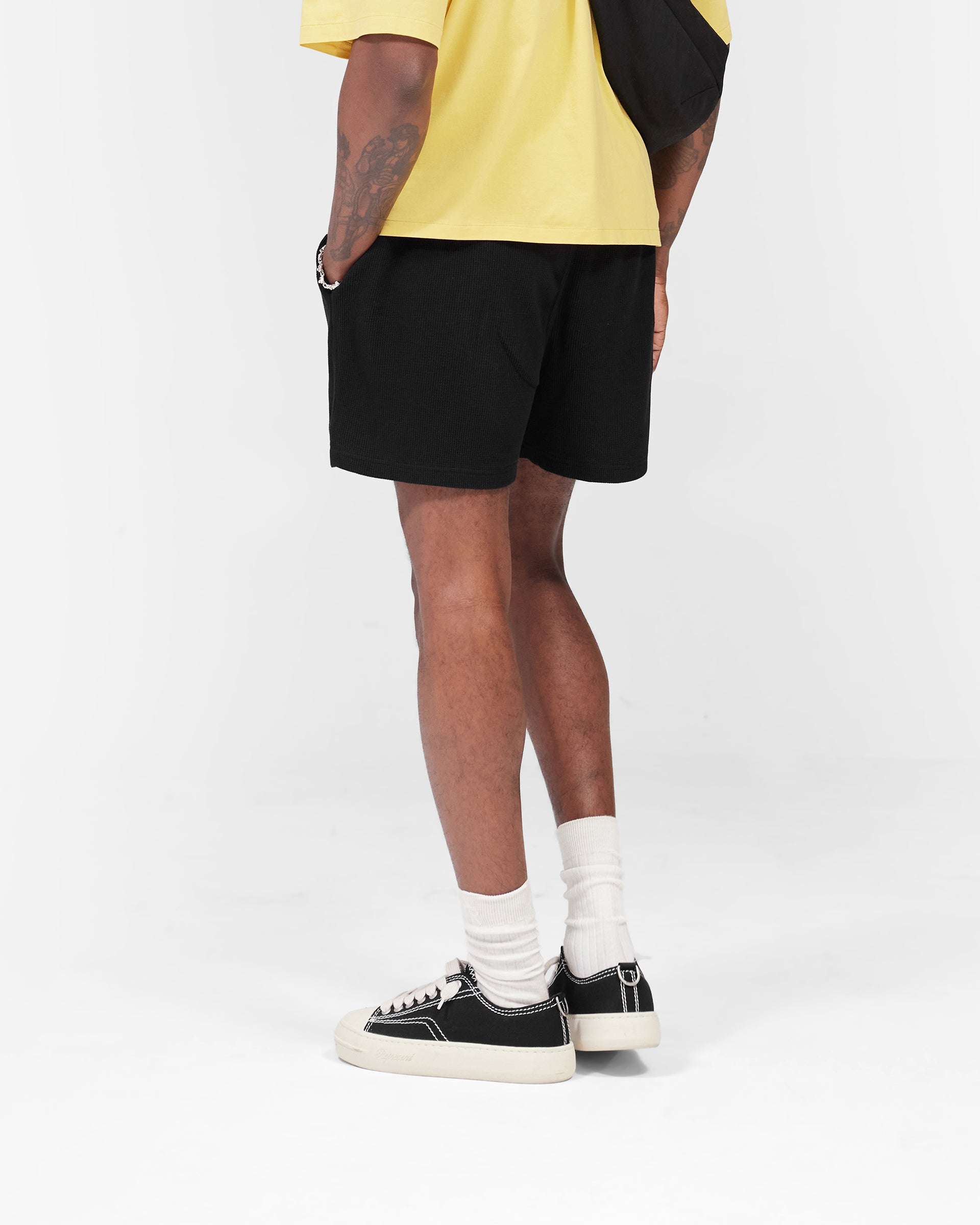 Initial Waffle Shorts - Jet Black