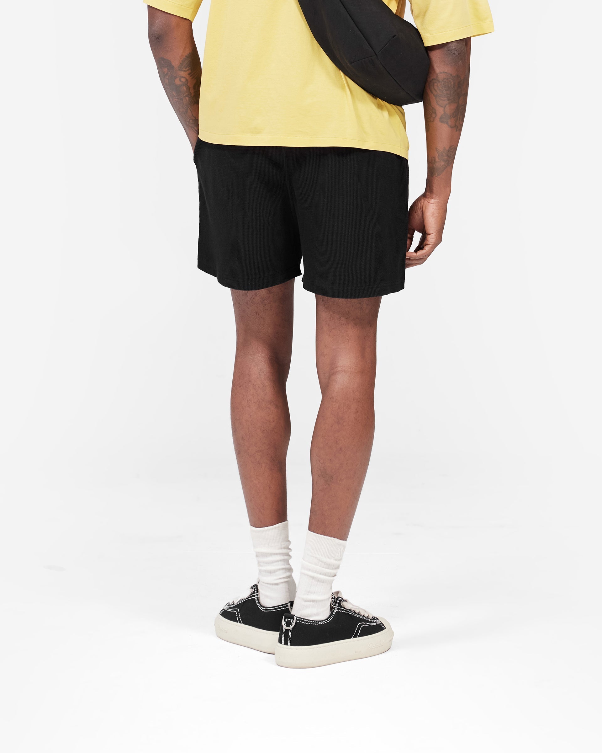 Initial Waffle Shorts - Jet Black