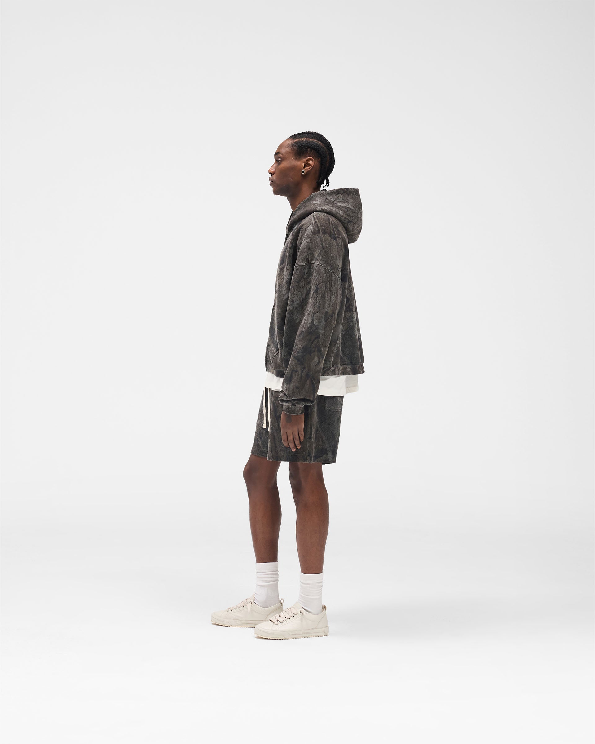 Initial Overdye Realtree® Boxy Zip Through Hoodie - Overdyed Black