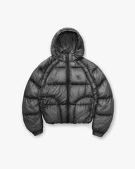 Translucent Hooded Puffer - Washed Black
