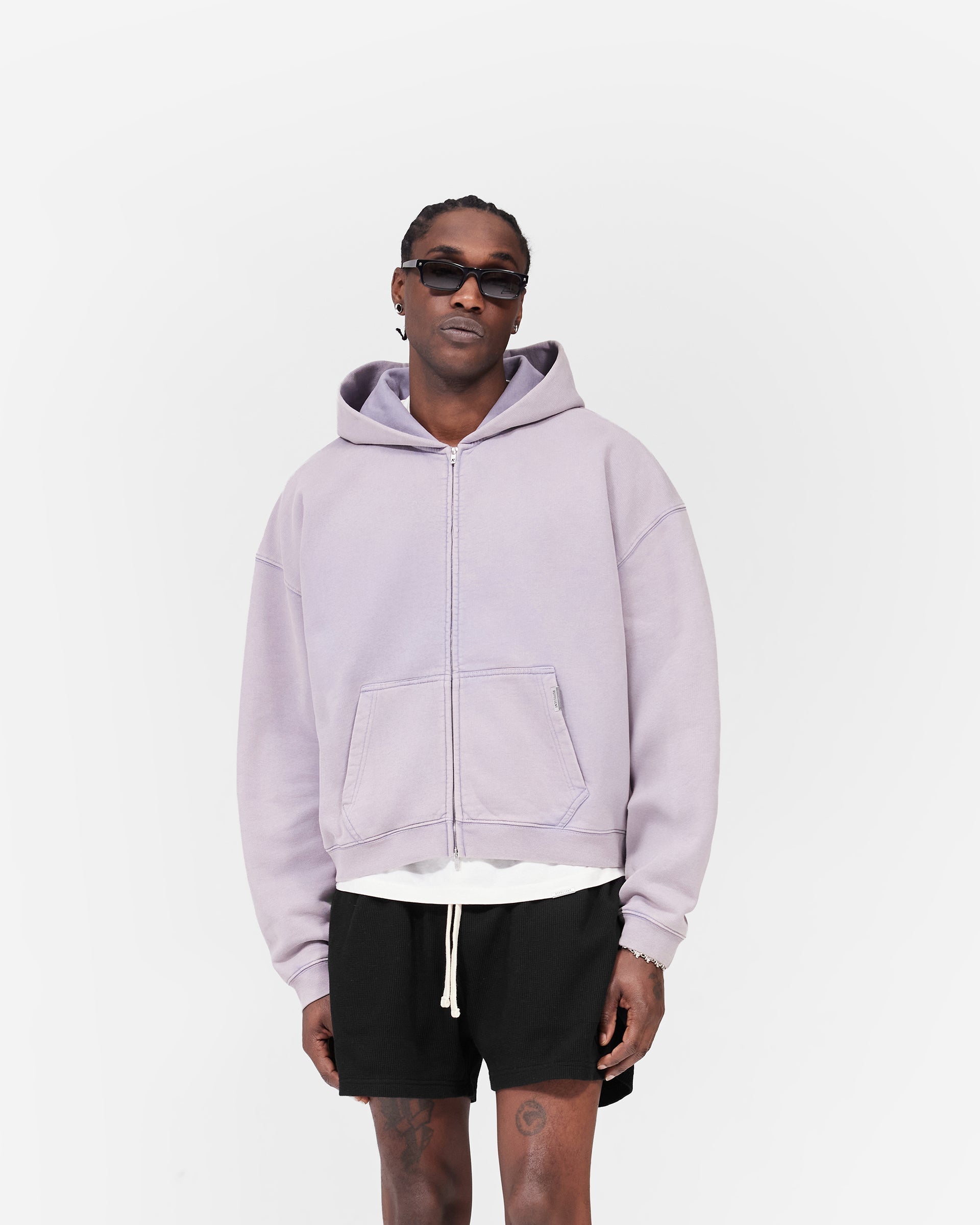 Initial Boxy Zip Through Hoodie - Mist